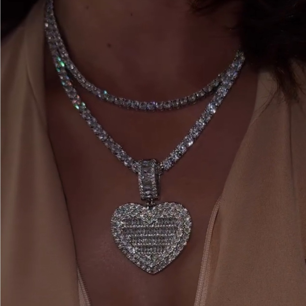 Silver Heart Tennis necklace 16 inch